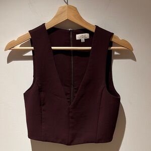 Wilfred Rich Burgundy Sleeveless Crop Top